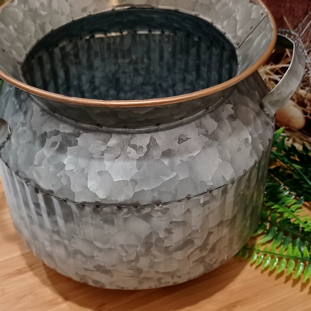 Galvanized Decorative Metal Planter - Picture 5 of 6